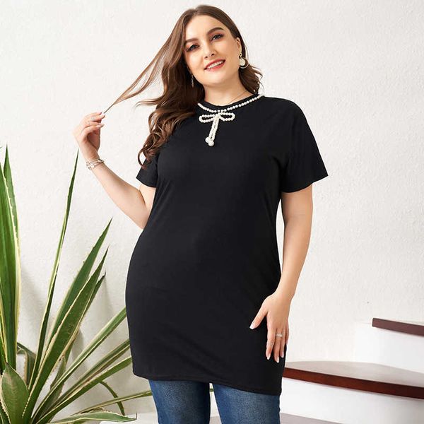 women's t-shirt summer products ladies sweet pearl bowknot decoration stretch solid color plus size long black t-shirt ueh3, White
women's t-shirt summer products ladies sweet pearl bowknot decoration stretch solid color plus size long black t-shirt ueh3, White
