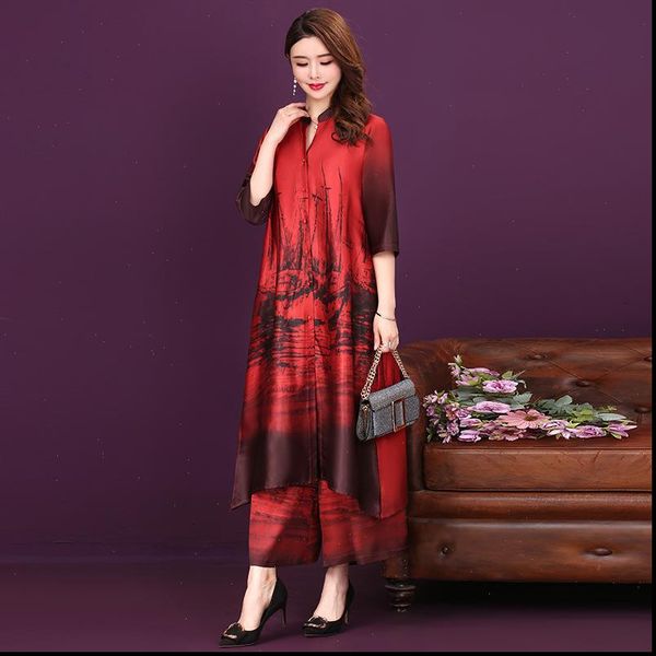 chinese style large size womens dresses stand collar three quarter sleeve x long polo dress casual ankle length pants two, White
chinese style large size womens dresses stand collar three quarter sleeve x long polo dress casual ankle length pants two, White