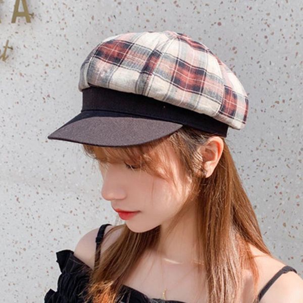 stingy brim hats women beret octagonal hat sboy cap autumn fashion female plaid berets spring for girls lady british visor 2021, Blue;gray
stingy brim hats women beret octagonal hat sboy cap autumn fashion female plaid berets spring for girls lady british visor 2021, Blue;gray