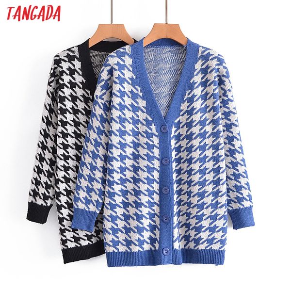 tangada 2021 autumn women houndstooth knitted cardigan sweater jumper vintage long sleeve button-up female outerwear 3a155, Black
tangada 2021 autumn women houndstooth knitted cardigan sweater jumper vintage long sleeve button-up female outerwear 3a155, Black