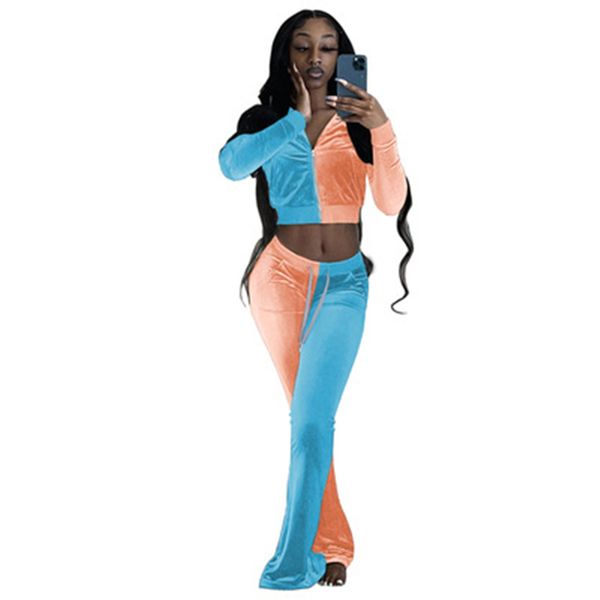 new arrival woman splicing velvet tracksuits fashion zipper speaker pant outfits designer female fall winter casual two piece sets, Gray
new arrival woman splicing velvet tracksuits fashion zipper speaker pant outfits designer female fall winter casual two piece sets, Gray