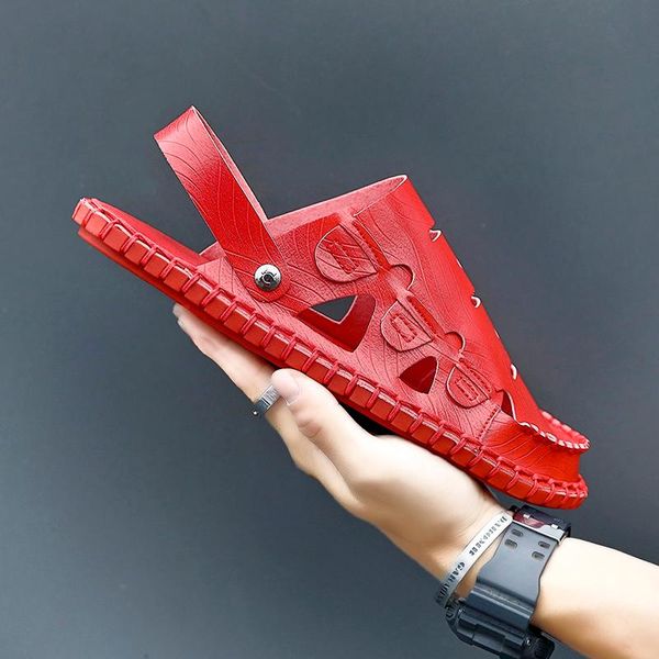 sandals red summer slides men soft sole outdoor slippers open-toed leather male man's footwear, Black
sandals red summer slides men soft sole outdoor slippers open-toed leather male man's footwear, Black