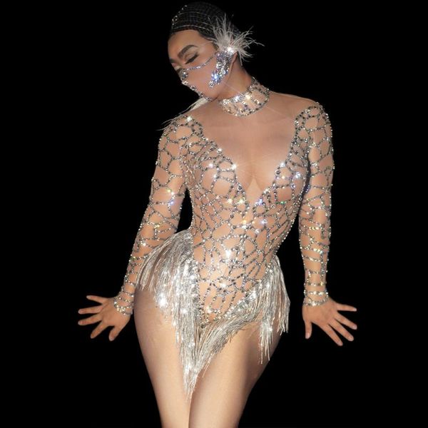 nightclub party prom perspective rhinestone bodysuit women stretch see through crystal tassel leotard pole dance stage clothes women's, Black;white
nightclub party prom perspective rhinestone bodysuit women stretch see through crystal tassel leotard pole dance stage clothes women's, Black;white