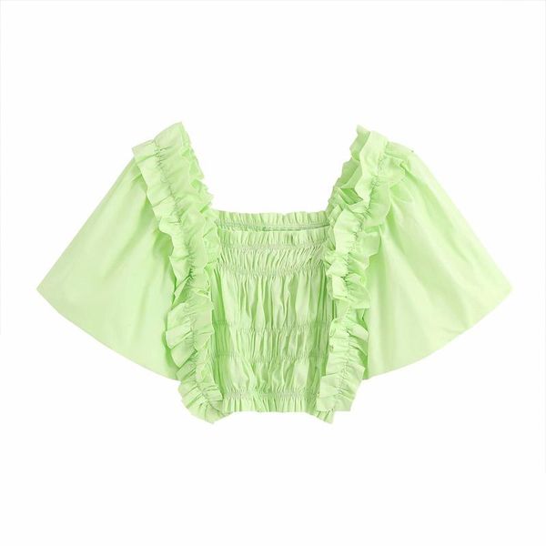 women's blouses & shirts 2021 summer body slimming wild shirt french square collar green ruffled poplin women, White
women's blouses & shirts 2021 summer body slimming wild shirt french square collar green ruffled poplin women, White