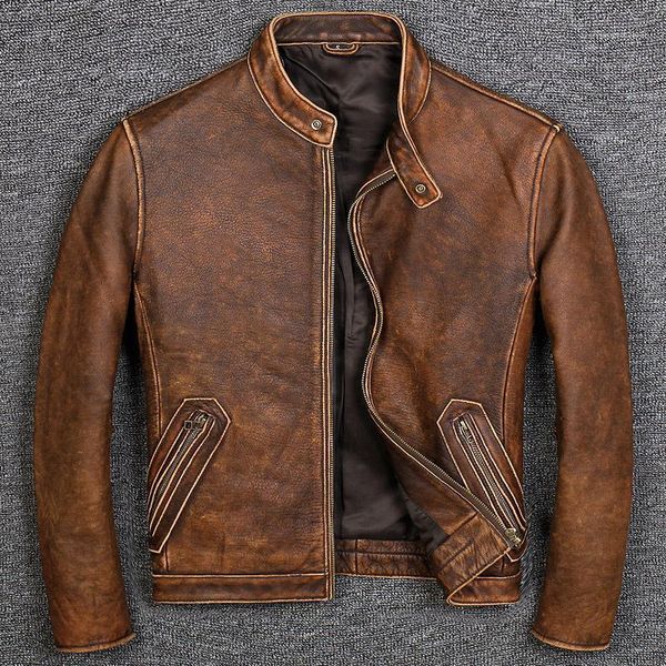 men's leather & faux pure soft lear garmant jackets man handsome head layer cowhide brief paragraph coat collar, Black
men's leather & faux pure soft lear garmant jackets man handsome head layer cowhide brief paragraph coat collar, Black
