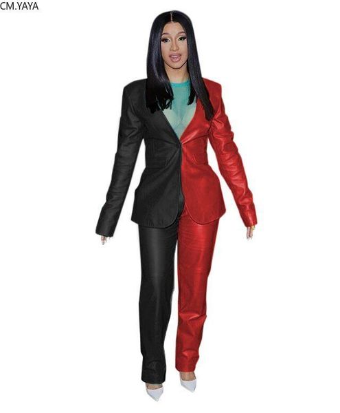 two piece dress winter women's set pu leather full sleeve blazers pants suit patchwork 2 office lady outfits night tracksuits f8241, White
two piece dress winter women's set pu leather full sleeve blazers pants suit patchwork 2 office lady outfits night tracksuits f8241, White