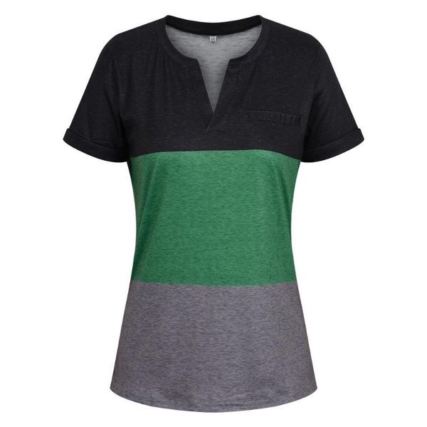 women's t-shirt women v-neck 2021 summer color block casual tshirt with pocket short-sleeve striped print female clothes d30, White
women's t-shirt women v-neck 2021 summer color block casual tshirt with pocket short-sleeve striped print female clothes d30, White