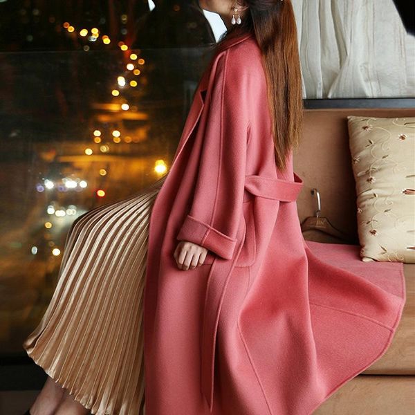 women's wool & blends female in high-end young temperament winter loose cloth 2021 cashmere double pink coat is long on the, Black
women's wool & blends female in high-end young temperament winter loose cloth 2021 cashmere double pink coat is long on the, Black