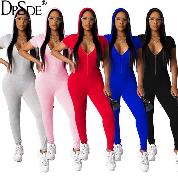 women's jumpsuits & rompers dpsde 2021 women fashion movement style short sleeve hooded collar zipper pure color long pants, Black;white
women's jumpsuits & rompers dpsde 2021 women fashion movement style short sleeve hooded collar zipper pure color long pants, Black;white