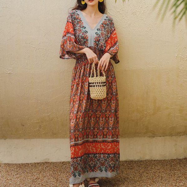 casual dresses drop ethnic style beach rayon printed holiday bohemian plus size loose dress vestidos, Black;gray
casual dresses drop ethnic style beach rayon printed holiday bohemian plus size loose dress vestidos, Black;gray