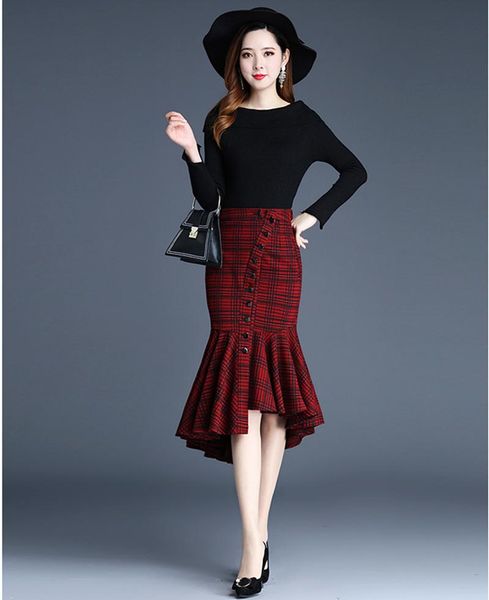 skirts fashion elegant temperament hip plaid fishtail skirt asymmetrical button slim fit comfortable high waistknee-length, Black
skirts fashion elegant temperament hip plaid fishtail skirt asymmetrical button slim fit comfortable high waistknee-length, Black