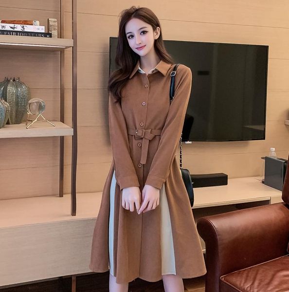 casual dresses high-end sense of brushed stitching temperament waist dress 2021 autumn fashion, Black;gray
casual dresses high-end sense of brushed stitching temperament waist dress 2021 autumn fashion, Black;gray