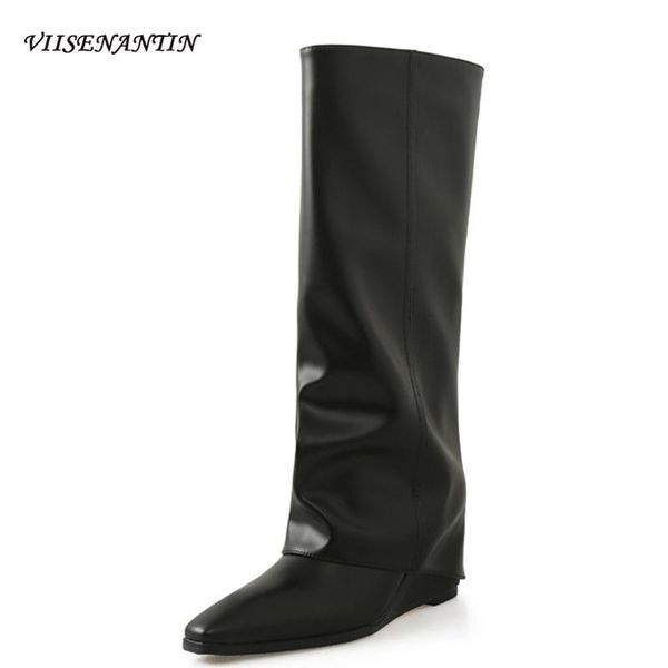 boots autumn winter cowhide square toe wedge heel high tube knight 2021 design sense fashion pants knee-length, Black
boots autumn winter cowhide square toe wedge heel high tube knight 2021 design sense fashion pants knee-length, Black