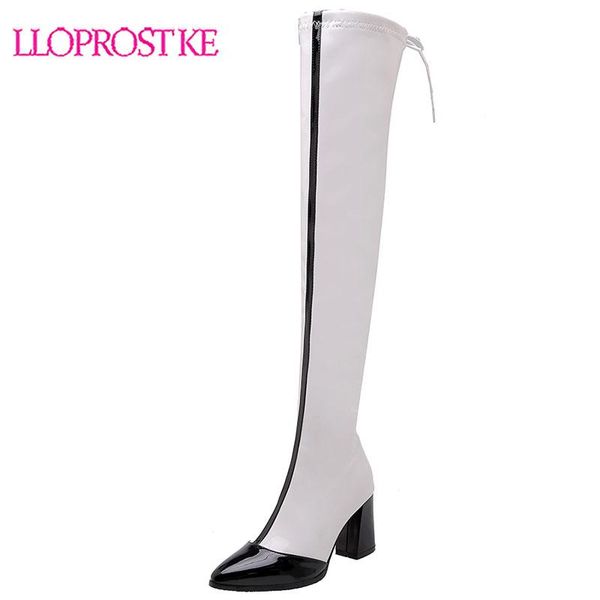 boots lloprost ke 2021 pointed toe patent leather mixed color zipper women shoes fashion square heel lace up over the knee h569, Black
boots lloprost ke 2021 pointed toe patent leather mixed color zipper women shoes fashion square heel lace up over the knee h569, Black