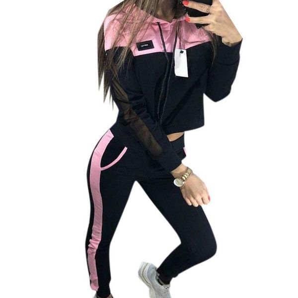 gym clothing two piece women hooded sweatshirt and tight pant tracksuit set jogger sports suits stitch color exercise outdoor clothes, White;black
gym clothing two piece women hooded sweatshirt and tight pant tracksuit set jogger sports suits stitch color exercise outdoor clothes, White;black