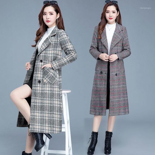 women's wool & blends plaid woolen coat mid-length slim temperament fashion houndstooth autumn and winter, Black
women's wool & blends plaid woolen coat mid-length slim temperament fashion houndstooth autumn and winter, Black