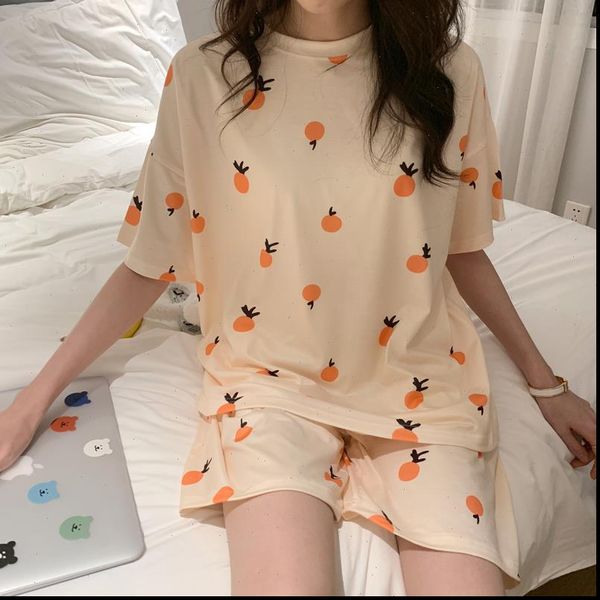 cute orange fruit print women sleepwear summer pajamas set girls long sleeve loose casual t shirts and shorts pjs homewear, Black;red
cute orange fruit print women sleepwear summer pajamas set girls long sleeve loose casual t shirts and shorts pjs homewear, Black;red