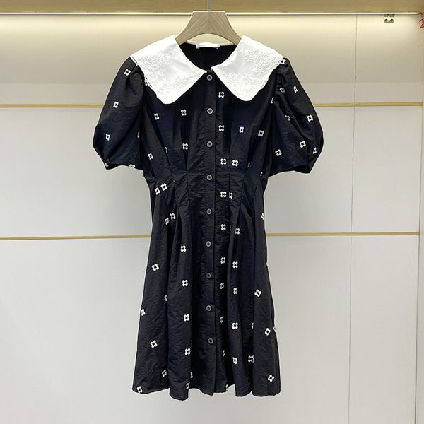 dress fadan ming mafa baby collar bubble sleeve flower embroidery women's summer waist, White;black
dress fadan ming mafa baby collar bubble sleeve flower embroidery women's summer waist, White;black