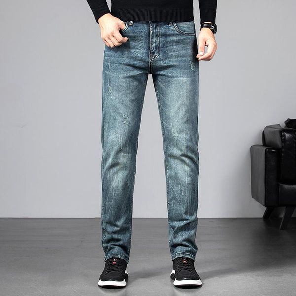 men's jeans business casual spring straight fit men classic male pants cotton stretch high-quality, Blue
men's jeans business casual spring straight fit men classic male pants cotton stretch high-quality, Blue