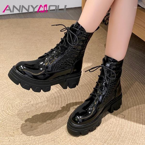 boots annymoli women motorcycle shoes real leather platform high heel ankle lace up block heels short ladies black1, Black
boots annymoli women motorcycle shoes real leather platform high heel ankle lace up block heels short ladies black1, Black