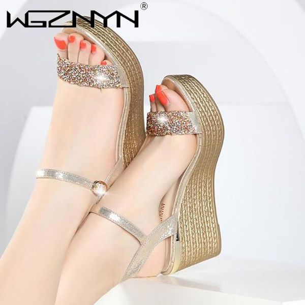 female fashion open toe sandals dress silver women rhinestone wedges platform party shoes woman leather gladiator sandal, Black
female fashion open toe sandals dress silver women rhinestone wedges platform party shoes woman leather gladiator sandal, Black