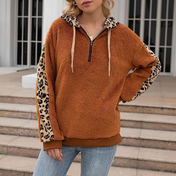 women's hoodies & sweatshirts leopard patchwork lambswool women hooded sweashirts zipper lace up fluffy hoody pullover ladies autumn lo, Black
women's hoodies & sweatshirts leopard patchwork lambswool women hooded sweashirts zipper lace up fluffy hoody pullover ladies autumn lo, Black