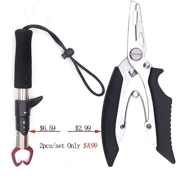 2pcs fish grip&plier nipper snip fishing lure pincer scissor cutter lipgrip remove hook tackle tool fish gripper plier set
2pcs fish grip&plier nipper snip fishing lure pincer scissor cutter lipgrip remove hook tackle tool fish gripper plier set