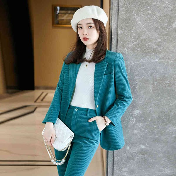 women's two piece pants fabric corduroy formal uniform designs pantsuits professional women business work wear blazers trousers set j93, White
women's two piece pants fabric corduroy formal uniform designs pantsuits professional women business work wear blazers trousers set j93, White