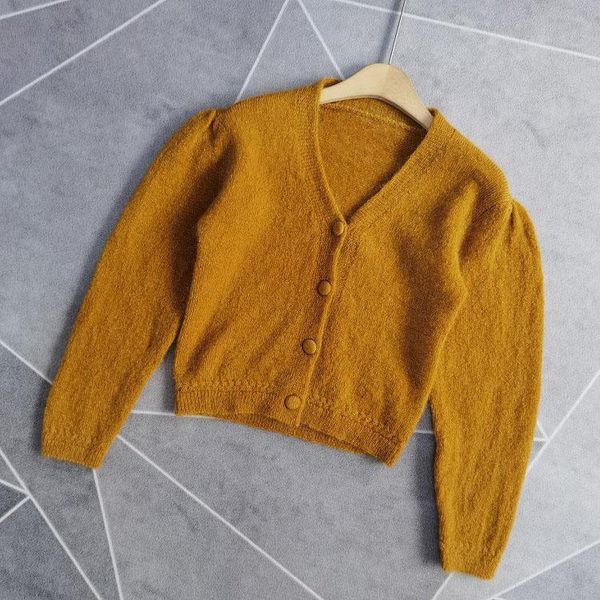 women's knits & tees women sweater 2021 autumn and winter ginger yellow v-neck knitted cardigan, White
women's knits & tees women sweater 2021 autumn and winter ginger yellow v-neck knitted cardigan, White