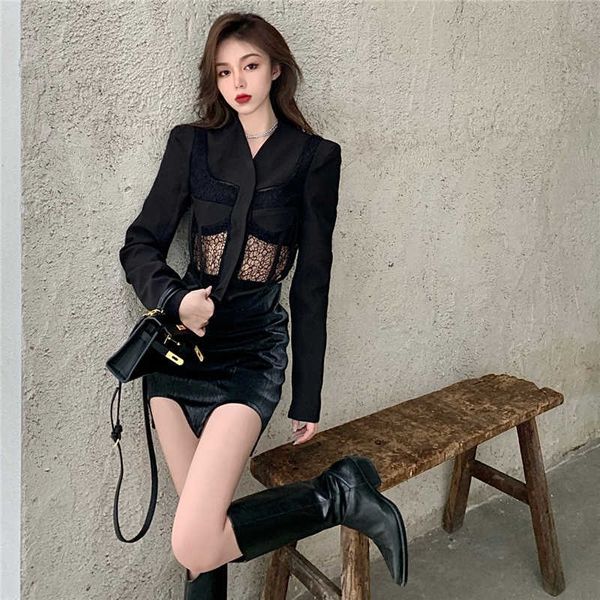 fashionable female lace suit jacket skirt women spring autumn short skirt hollow out black long sleeve blazers suit collar 210528, White
fashionable female lace suit jacket skirt women spring autumn short skirt hollow out black long sleeve blazers suit collar 210528, White
