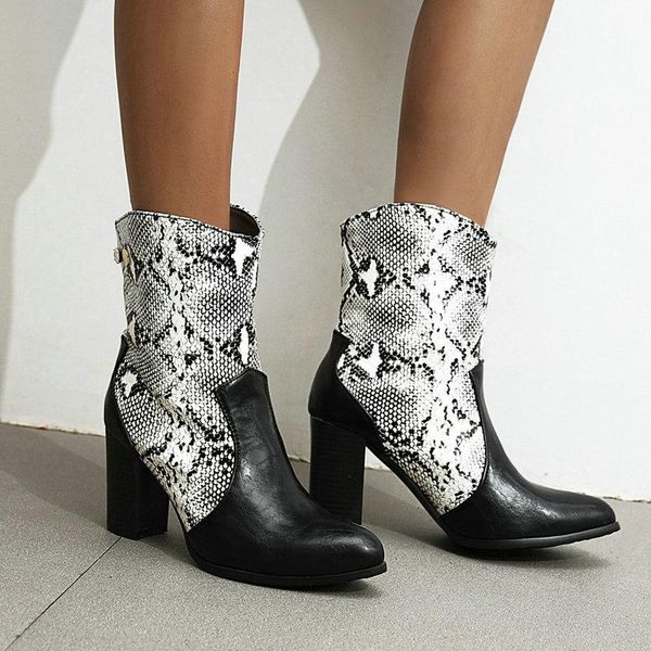 boots 2021 autumn winter westren women snake print pointed toe ankle ladies square high heel slip on short, Black
boots 2021 autumn winter westren women snake print pointed toe ankle ladies square high heel slip on short, Black