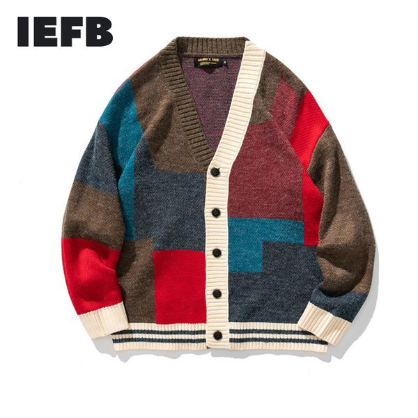 iefb / men's clothing autumn cardigan sweater v-neck single breasted color block patchwork loose knitted coat for men y3802 210524, White;black
iefb / men's clothing autumn cardigan sweater v-neck single breasted color block patchwork loose knitted coat for men y3802 210524, White;black