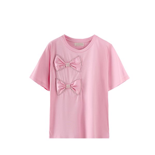 summer beaded diamond chain bow pullover o neck short sleeve t-shirt all match 210615, White
summer beaded diamond chain bow pullover o neck short sleeve t-shirt all match 210615, White