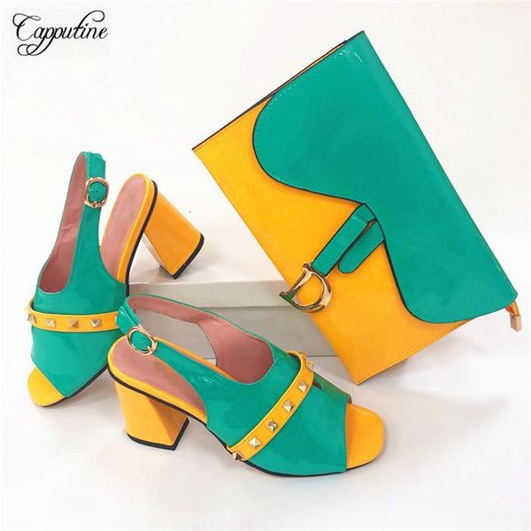 dress shoes beautiful green and yellow african lady sandal bag sets for party 8108 heel height 8cm ,size 38-44, Black
dress shoes beautiful green and yellow african lady sandal bag sets for party 8108 heel height 8cm ,size 38-44, Black