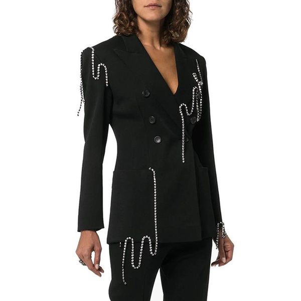 women's suits & blazers quality est 2021 designer blazer collar buttons double breasted crystal tassels outer wear office lady jacket, White;black
women's suits & blazers quality est 2021 designer blazer collar buttons double breasted crystal tassels outer wear office lady jacket, White;black