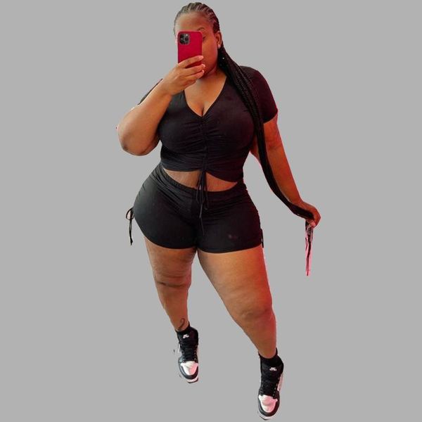 plus size tracksuits 3xl 4xl 5xl summer fashion trend drawstring casual short sleeved two piece women's clothing wholesale drop, Black
plus size tracksuits 3xl 4xl 5xl summer fashion trend drawstring casual short sleeved two piece women's clothing wholesale drop, Black