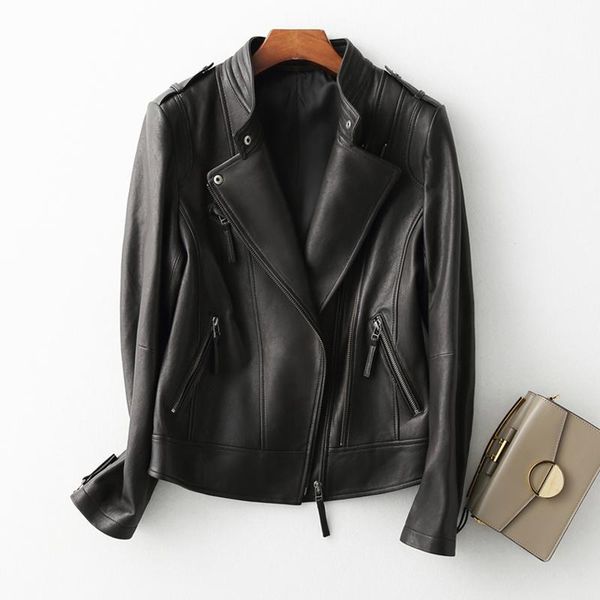 women's leather & faux ayuynsue 2021 genuine jacket women korean vintage sheepskin coat motorcycle biker spring autumn slim coats 6909, Black
women's leather & faux ayuynsue 2021 genuine jacket women korean vintage sheepskin coat motorcycle biker spring autumn slim coats 6909, Black