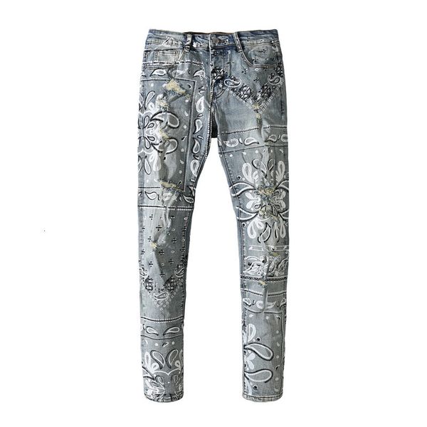 jeans amri cashew flower pasted cloth men's slim fit, small feet, high street holes, cat's beard scraping, splashing ink, washing, Blue
jeans amri cashew flower pasted cloth men's slim fit, small feet, high street holes, cat's beard scraping, splashing ink, washing, Blue