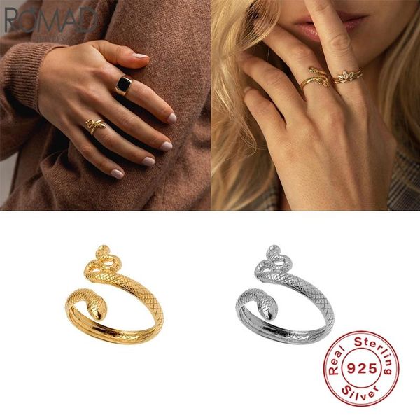 cluster rings romad 925 sterling silver opening finger adjustable vintage snake punk rock for women girls fine jewelry anillos w4, Golden;silver
cluster rings romad 925 sterling silver opening finger adjustable vintage snake punk rock for women girls fine jewelry anillos w4, Golden;silver