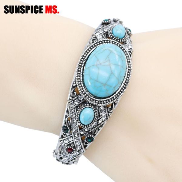 bangle sunspice ms vintage bohemia natural stone bracelet for women antique silver color traditional gift caucasian cuff jewelry, Black
bangle sunspice ms vintage bohemia natural stone bracelet for women antique silver color traditional gift caucasian cuff jewelry, Black
