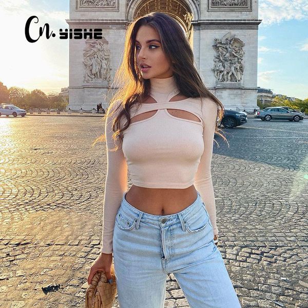 cnyishe elegant pure high neck ribbed knitted t-shirt women winter cut-out long sleeve crop female black tee shirt 210419, White
cnyishe elegant pure high neck ribbed knitted t-shirt women winter cut-out long sleeve crop female black tee shirt 210419, White