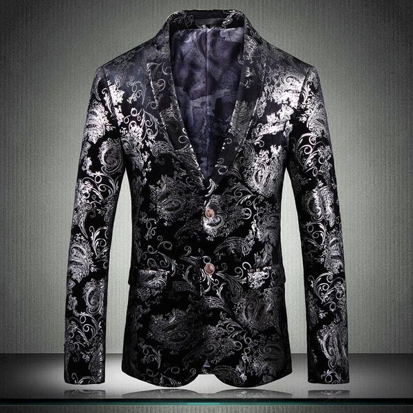 luxury blazer men silver printed fashion single breasted mens suit jacket plus size 4xl 5xl casual slim fit men's suits & blazers, White;black
luxury blazer men silver printed fashion single breasted mens suit jacket plus size 4xl 5xl casual slim fit men's suits & blazers, White;black