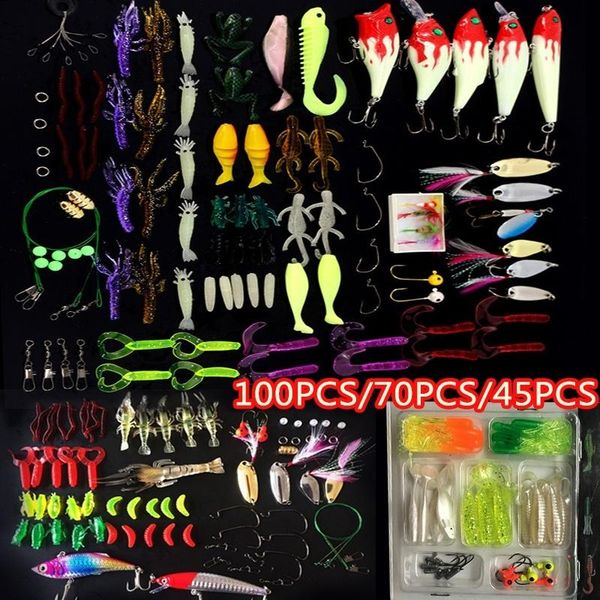 45/70/100pcs fishing lure kit soft and hard baits set multi-function gear layer without box hooks
45/70/100pcs fishing lure kit soft and hard baits set multi-function gear layer without box hooks