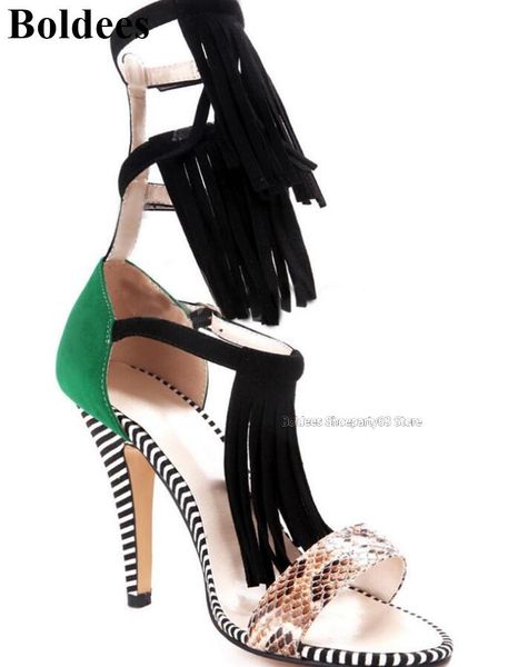 fashion mix color fringe designer thin high heel sandals women stripe buckle straps summer open toe dress shoes, Black
fashion mix color fringe designer thin high heel sandals women stripe buckle straps summer open toe dress shoes, Black