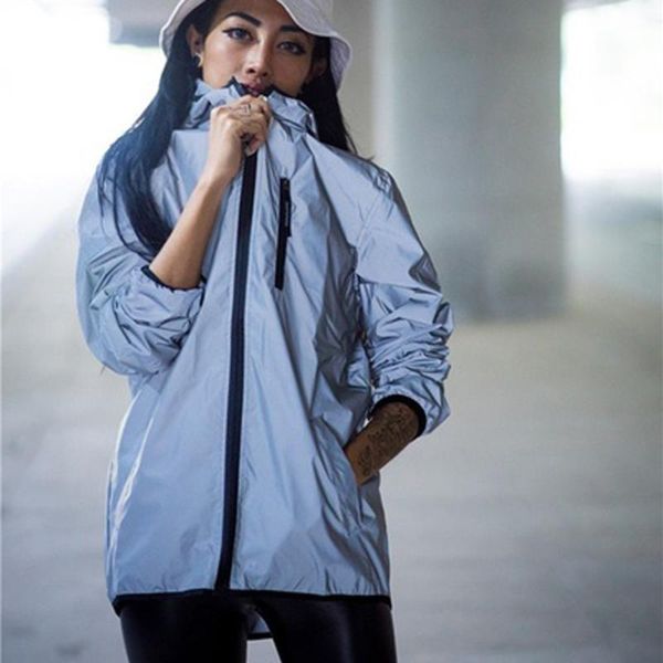 men and women reflective hooded windbreaker jacket sunscreen windproof casual sports coat personality couple women's jackets, Black;brown
men and women reflective hooded windbreaker jacket sunscreen windproof casual sports coat personality couple women's jackets, Black;brown