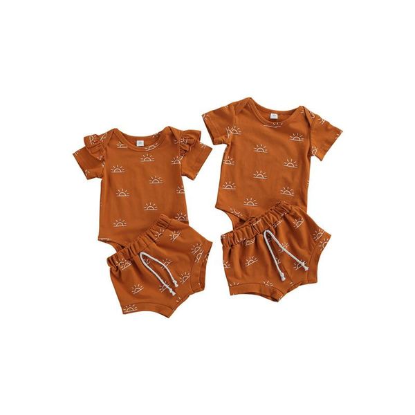 summer casual toddler baby boys girls clothing sun print short sleeve bodysuits +drawstring shorts soft cotton oufits 2pcs sets, White
summer casual toddler baby boys girls clothing sun print short sleeve bodysuits +drawstring shorts soft cotton oufits 2pcs sets, White