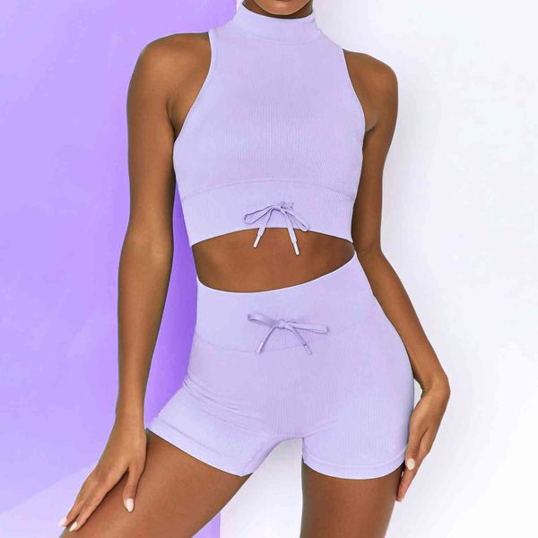 solid color fitness high neck vest hip shorts yoga suit summer candy sports, Gray
solid color fitness high neck vest hip shorts yoga suit summer candy sports, Gray