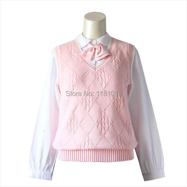 jk uniforms pullover vest womens sweater girls cute pink diamond twist style, White;black
jk uniforms pullover vest womens sweater girls cute pink diamond twist style, White;black