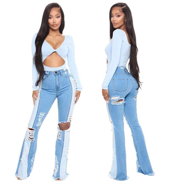 women's pants & capris jeans flared long trousers fashion trend stitching stretch ripped holes slim fit fall arrival ladies, Black;white
women's pants & capris jeans flared long trousers fashion trend stitching stretch ripped holes slim fit fall arrival ladies, Black;white