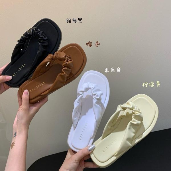 slippers pleated clip toe women modern flip flops summer beach shoes sandalias mujer square thick soled slides 2021, Black
slippers pleated clip toe women modern flip flops summer beach shoes sandalias mujer square thick soled slides 2021, Black